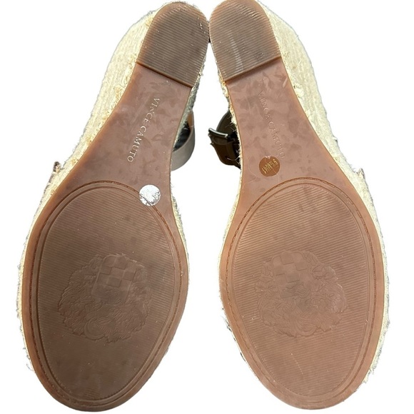 Vince Camuto Suede Wedge Sandals Espadrilles in Taupe Tan Size 9.5 Suede Leather - Picture 12 of 15